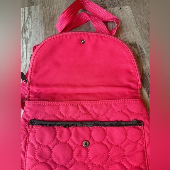 Thirty-One 31 Vary You Coral Hot Pink Quilted Dots Backpack Purse - Picture 6 of 8